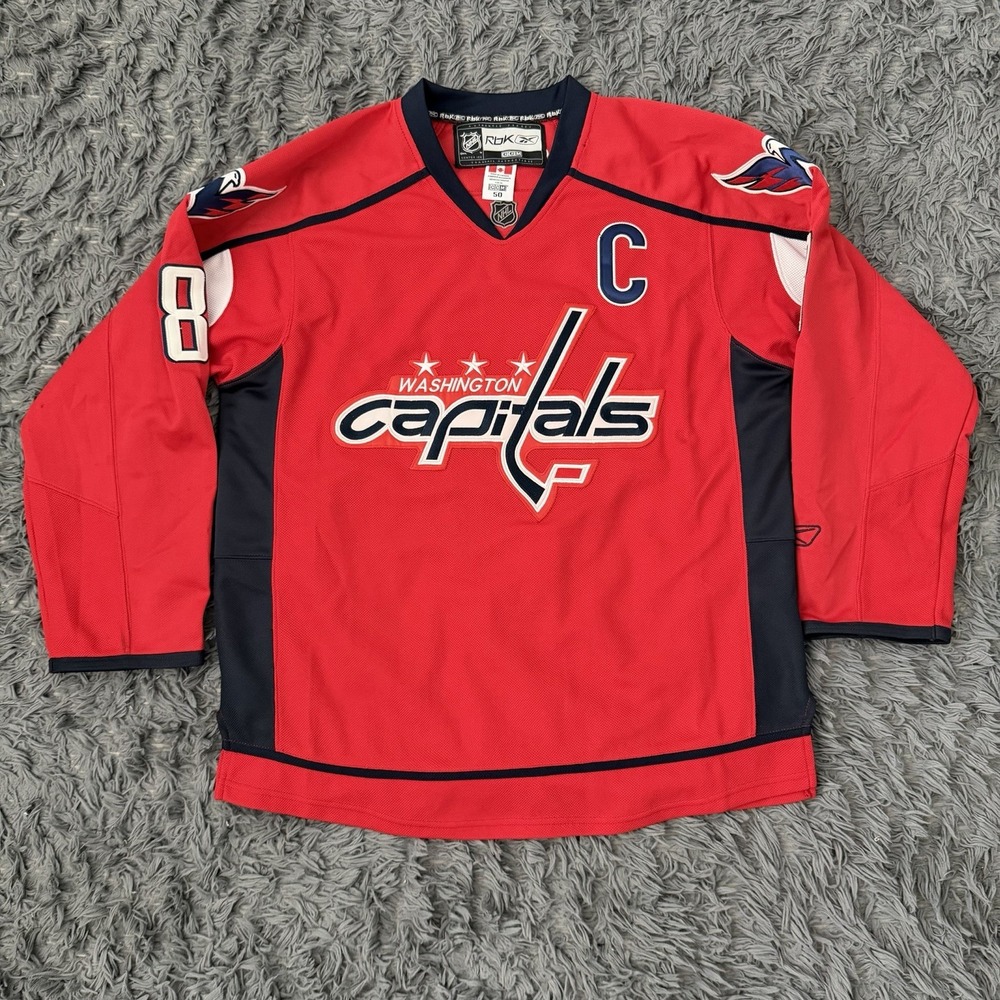 Reebok Washington Capitals Jersey Mens size 50 Red Ovechkin #8 Hockey NHL EX